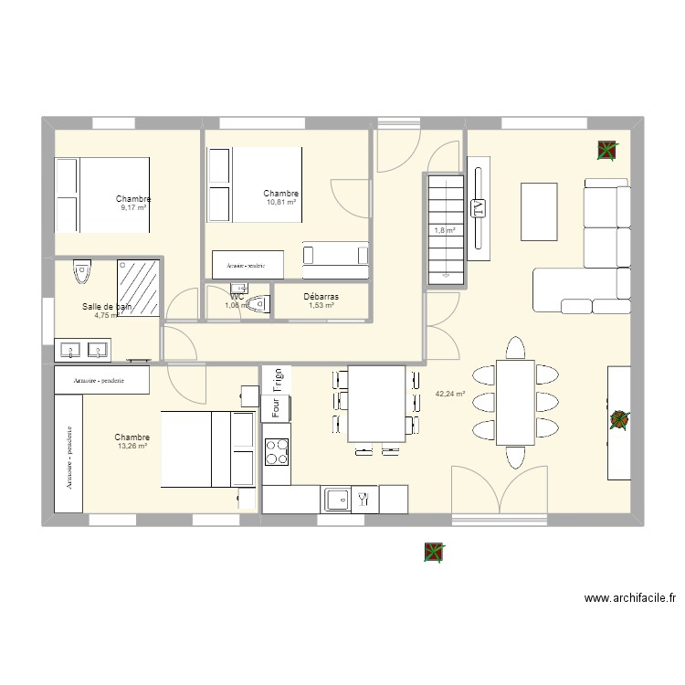 Maison Kunheim projet 2. Plan de 9 pièces et 94 m2