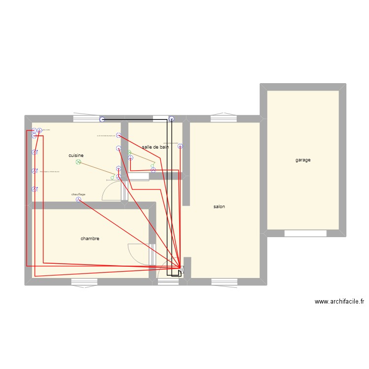 plan détaillé cuisine/sdb. Plan de 5 pièces et 61 m2