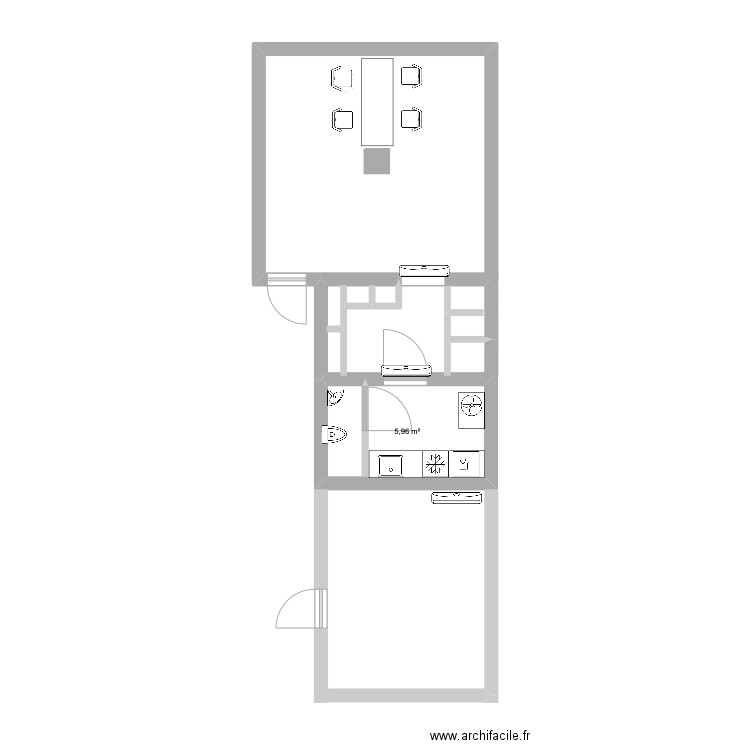 Cave amenagee. Plan de 1 pièce et 6 m2