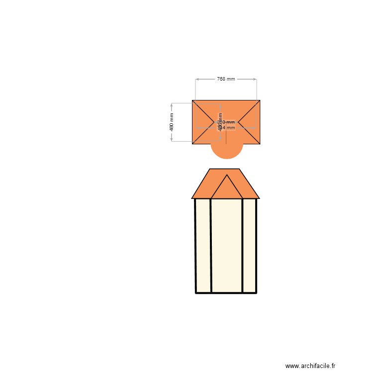 tour. Plan de 4 pièces et 1 m2