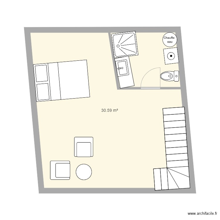 cham sdb 4. Plan de 1 pièce et 31 m2