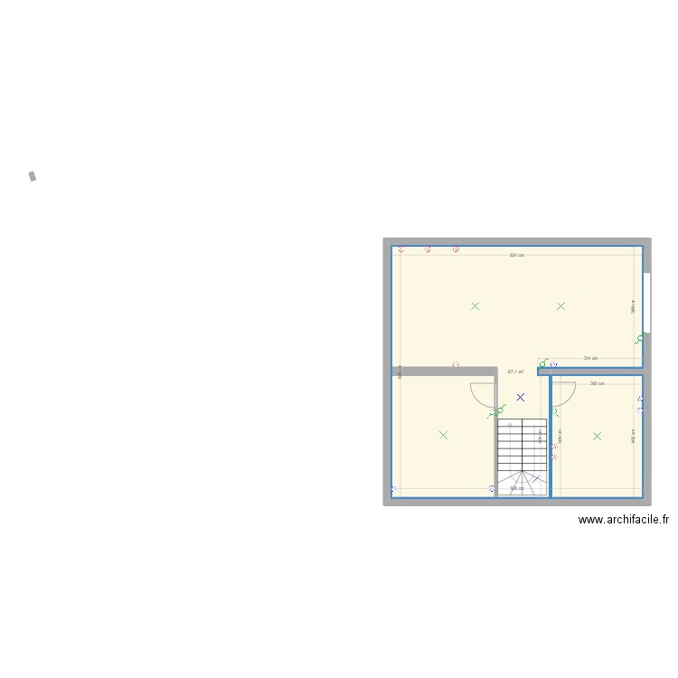 19 P Doumer Sous sol. Plan de 1 pièce et 67 m2