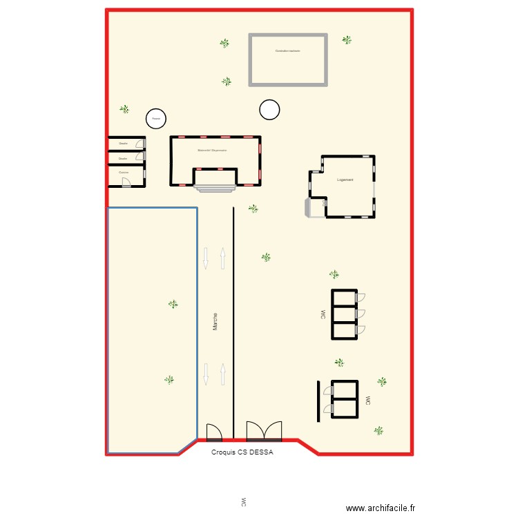 Vue en plan CS DESSA. Plan de 21 pièces et 1464 m2