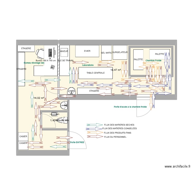 plan cuisine givrée 13/09/2024 SANS MESURE AVEC FLUX. Plan de 3 pièces et 34 m2