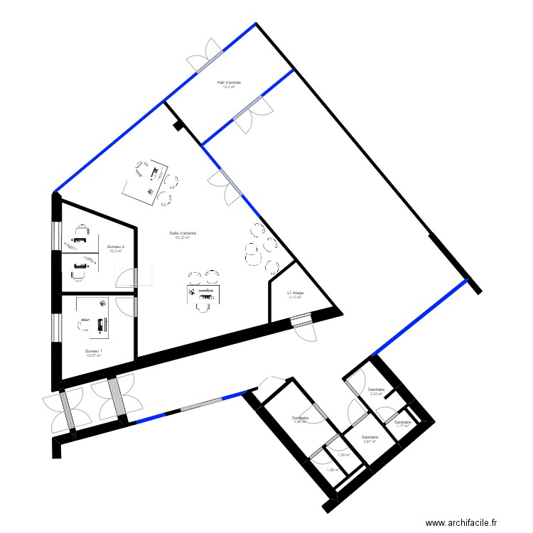 Pamiers - EDL. Plan de 19 pièces et 110 m2