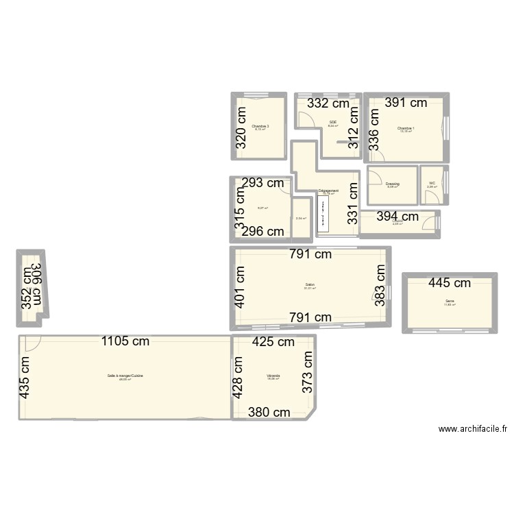 Plan maison   18/12/2024. Plan de 8 pièces et 63 m2