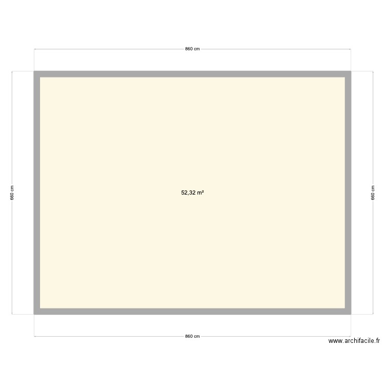 JHH. Plan de 1 pièce et 52 m2