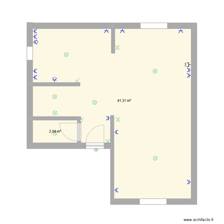 lamotte. Plan de 2 pièces et 43 m2