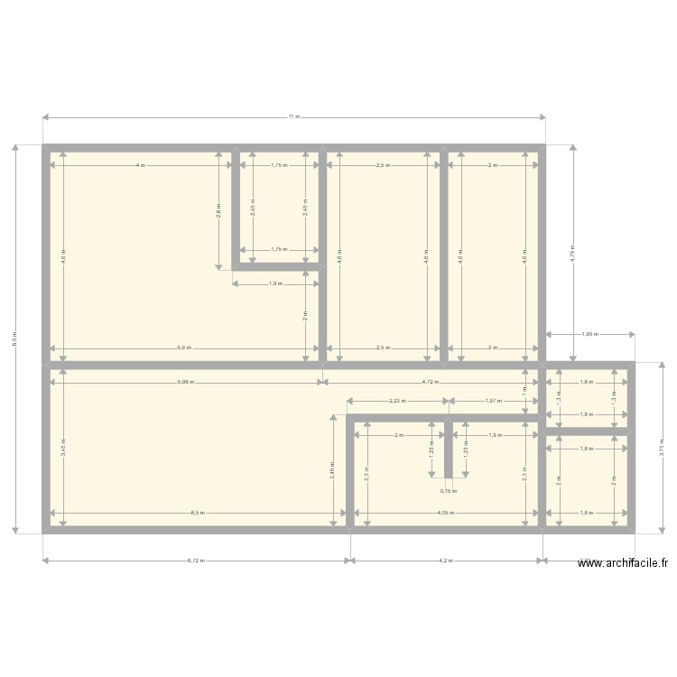 projet2_exec. Plan de 8 pièces et 89 m2