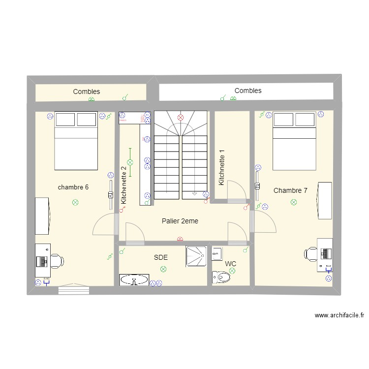 2eme etage Berton. Plan de 2 pièces et 33 m2