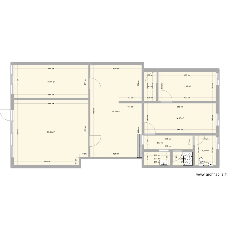 7460 FEDERAL PLAN INITIAL. Plan de 10 pièces et 121 m2