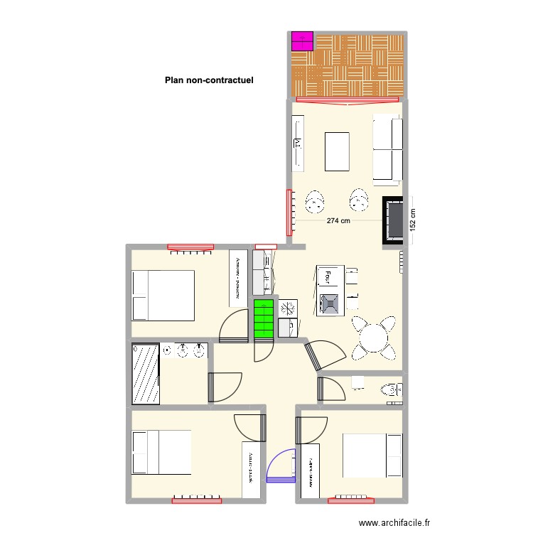 DELAUNE avec meuble modifié. Plan de 9 pièces et 85 m2