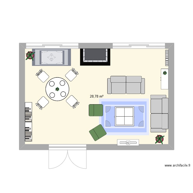 Salon. Plan de 1 pièce et 29 m2