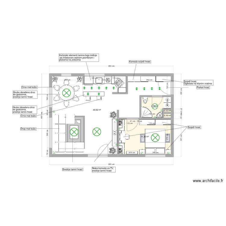 08-3, Z3.2. Plan de 5 pièces et 56 m2