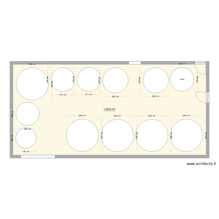 Plan Salle pasto. Plan de 1 pièce et 136 m2