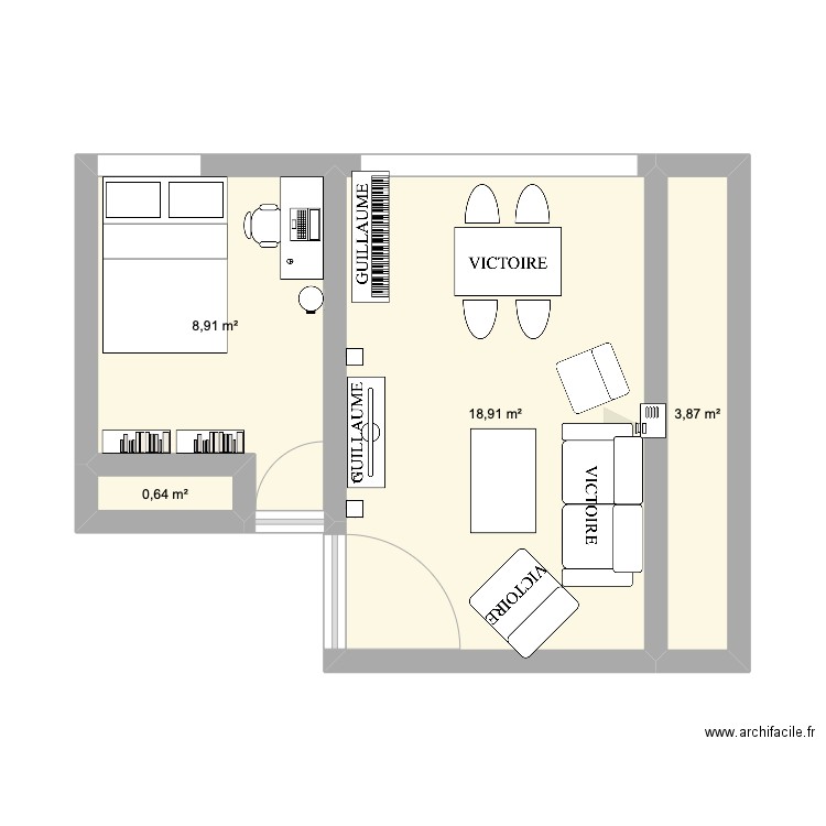 Appartement Crimée. Plan de 4 pièces et 32 m2