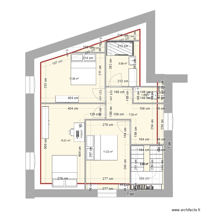 LES Sables 1. Plan de 11 pièces et 62 m2