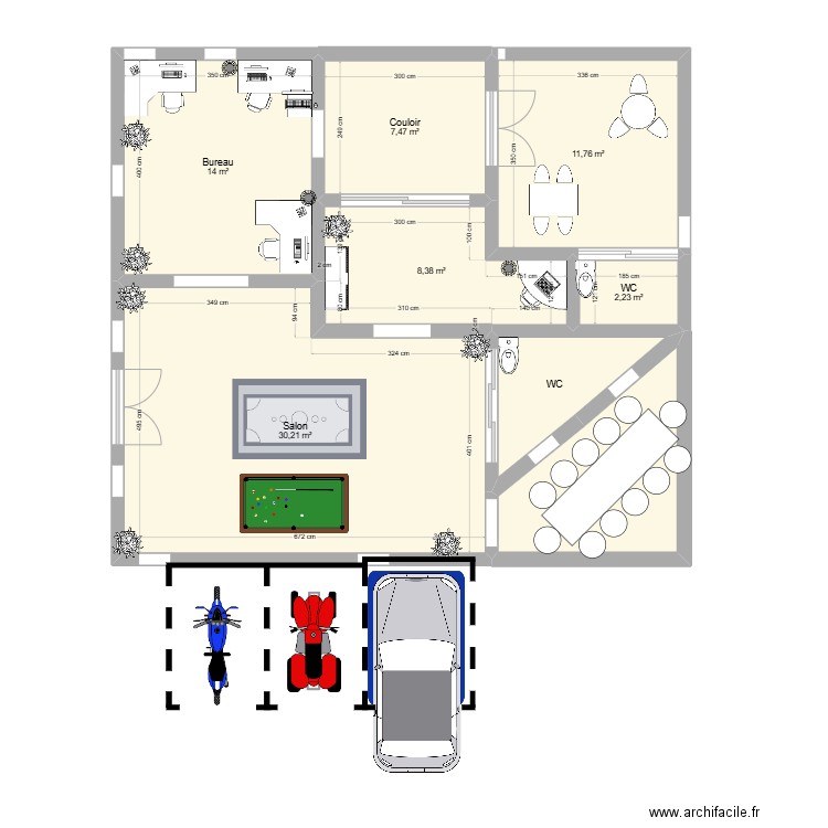 plan 3. Plan de 8 pièces et 86 m2