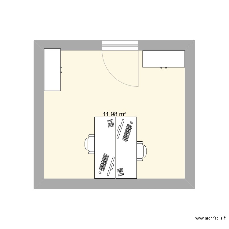 bueau stag. Plan de 1 pièce et 12 m2