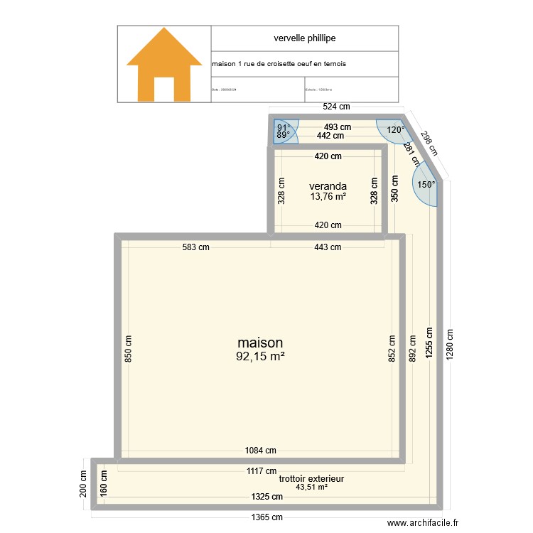 vervelle phillipe. Plan de 3 pièces et 149 m2