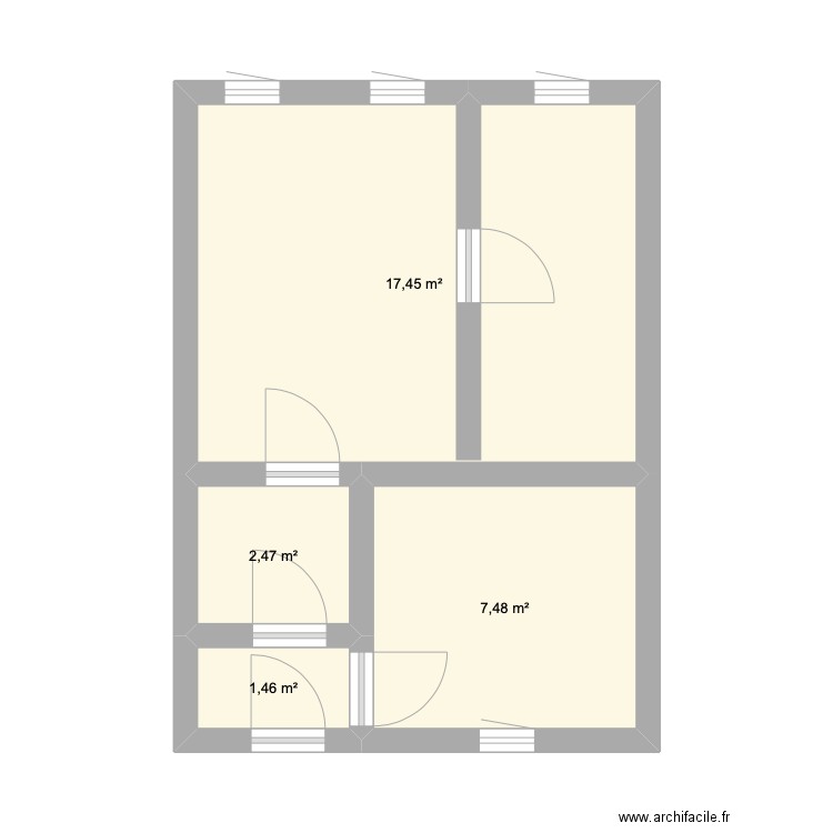 3EME. Plan de 4 pièces et 29 m2