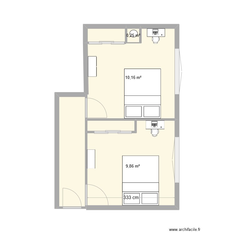 plan chambre. Plan de 6 pièces et 26 m2