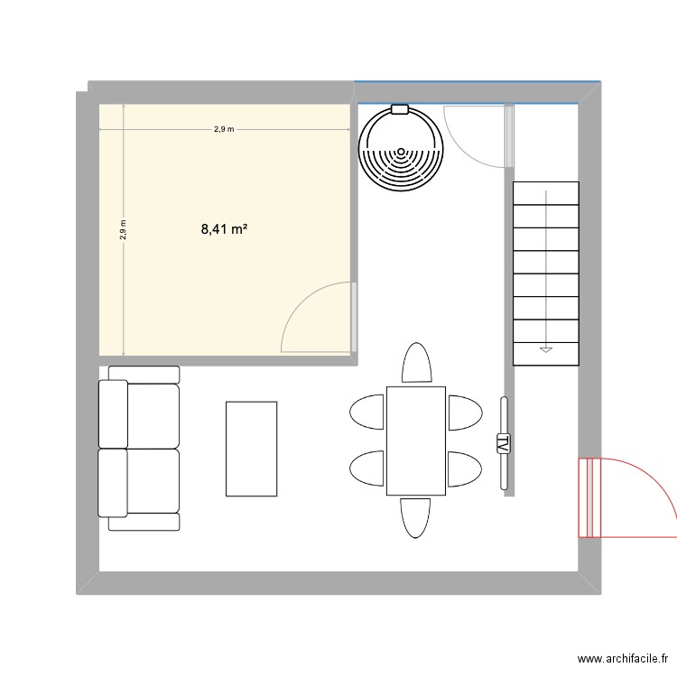 Aménagement ancien garage. Plan de 1 pièce et 8 m2