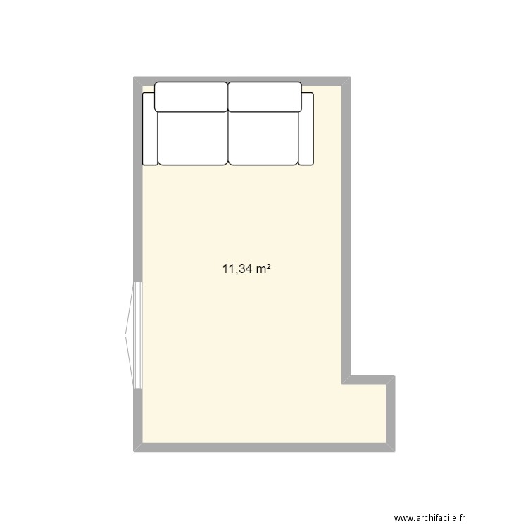 chambre. Plan de 1 pièce et 11 m2