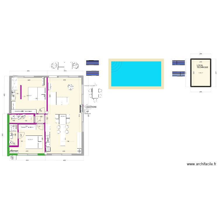 DEVOIS LOT B  cuisine en bas. Plan de 6 pièces et 84 m2