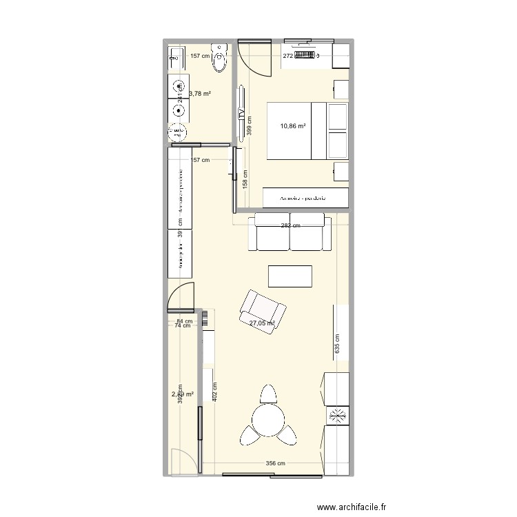 Garage. Plan de 4 pièces et 45 m2