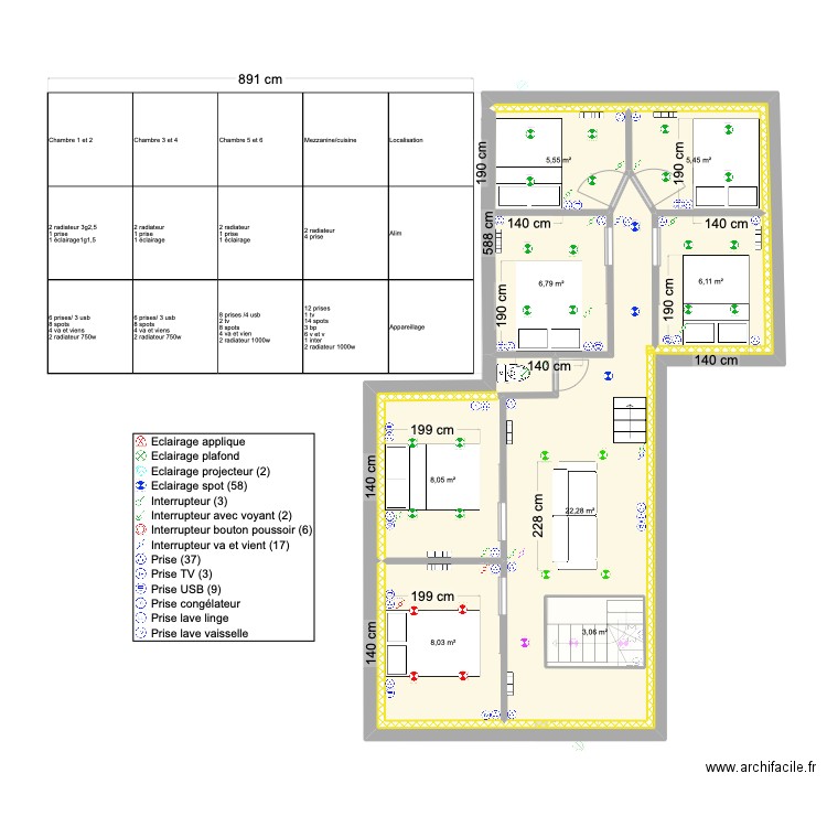 Chantier UZY 2. Plan de 12 pièces et 114 m2