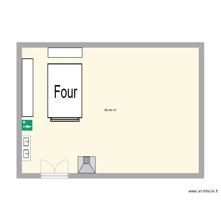 0950. Plan de 1 pièce et 59 m2