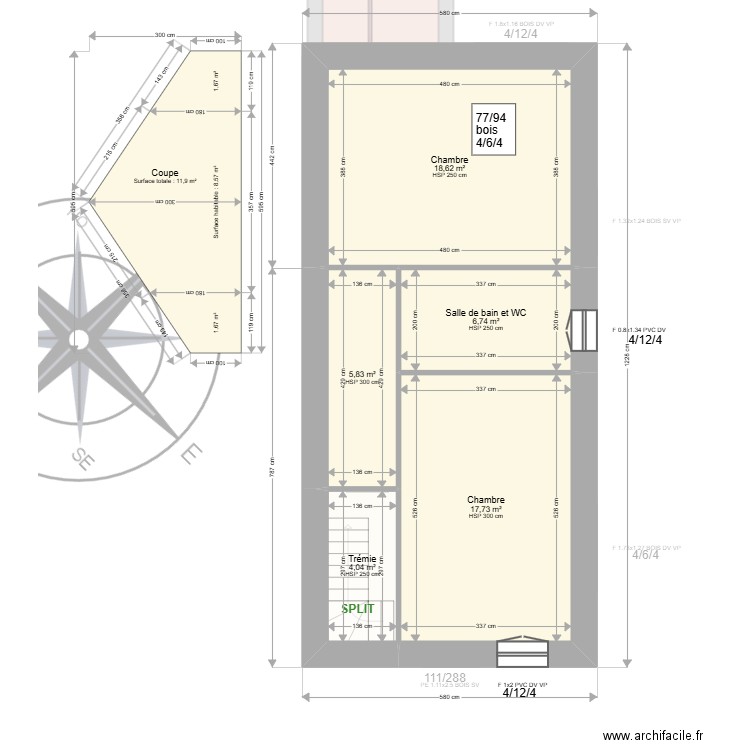 ML24016242  DUPLANTIER. Plan de 11 pièces et 144 m2