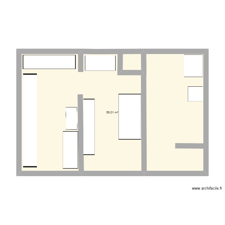 010. Plan de 1 pièce et 56 m2