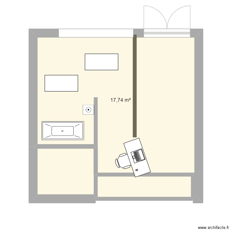 salon. Plan de 3 pièces et 22 m2