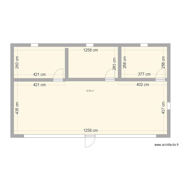 institut. Plan de 1 pièce et 88 m2