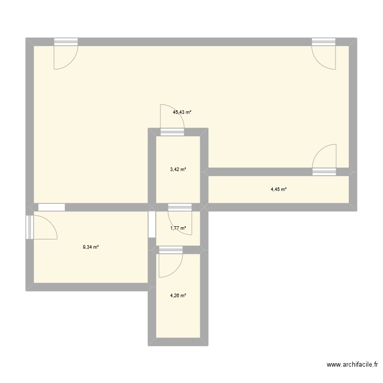 plan boucherie. Plan de 6 pièces et 69 m2