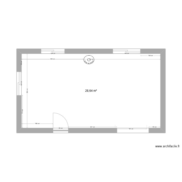 salon. Plan de 1 pièce et 29 m2