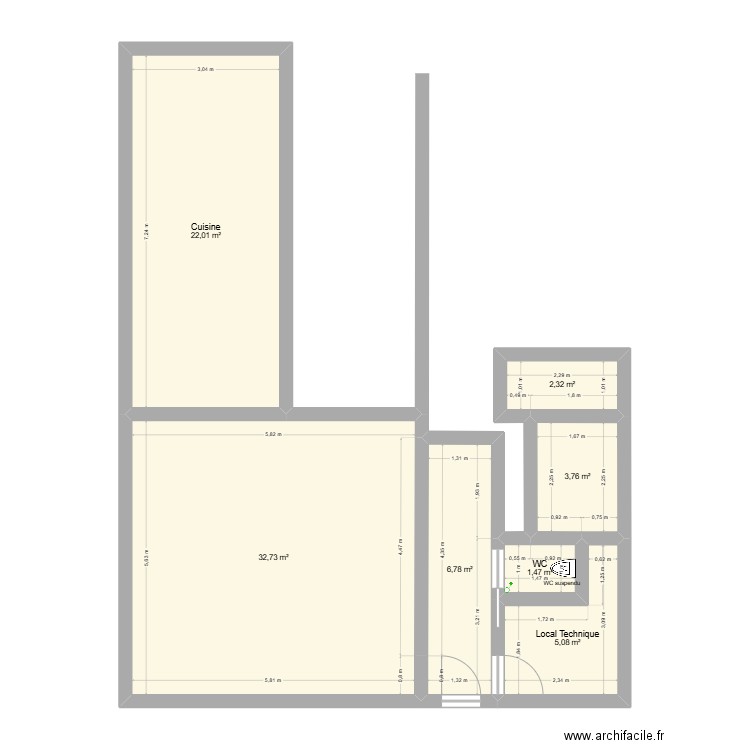 Maison La Colassiere. Plan de 7 pièces et 74 m2