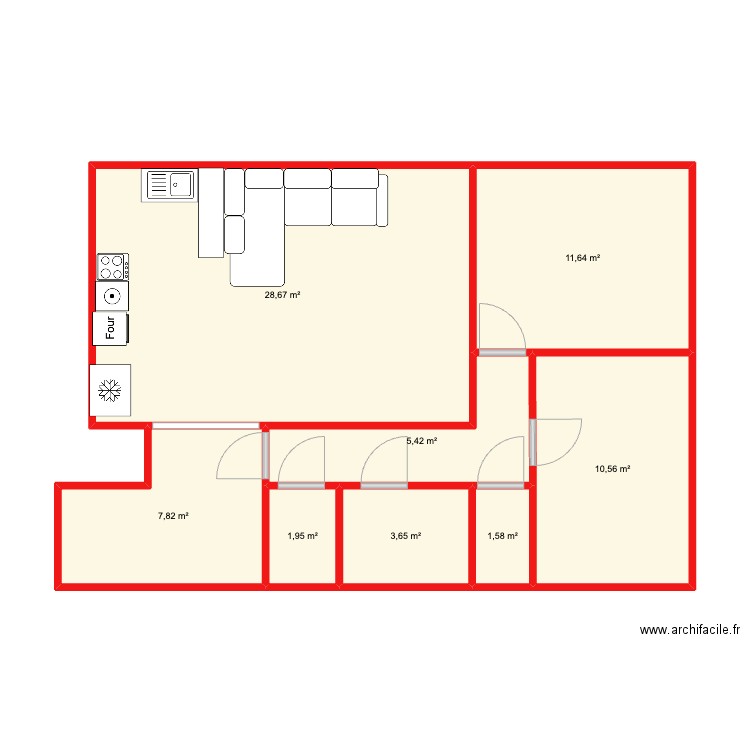 plan appart courbevoie. Plan de 8 pièces et 71 m2