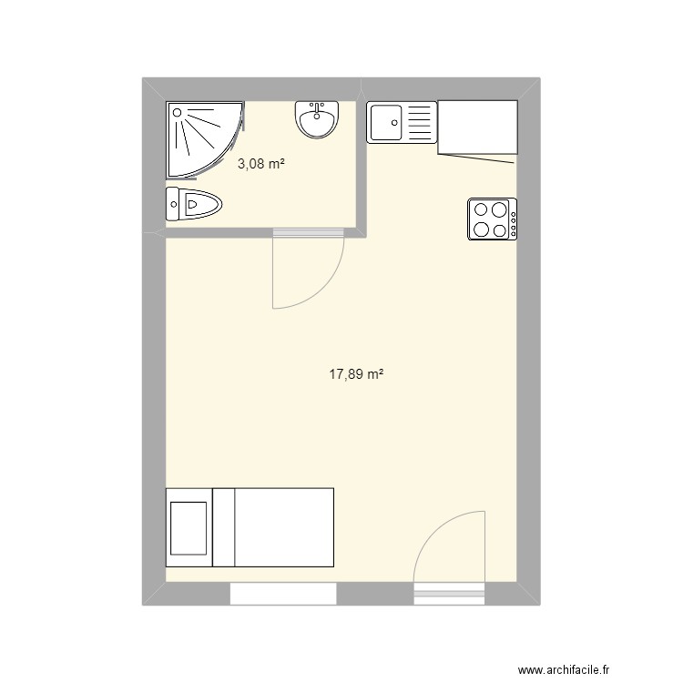 ROCHAT. Plan de 2 pièces et 21 m2