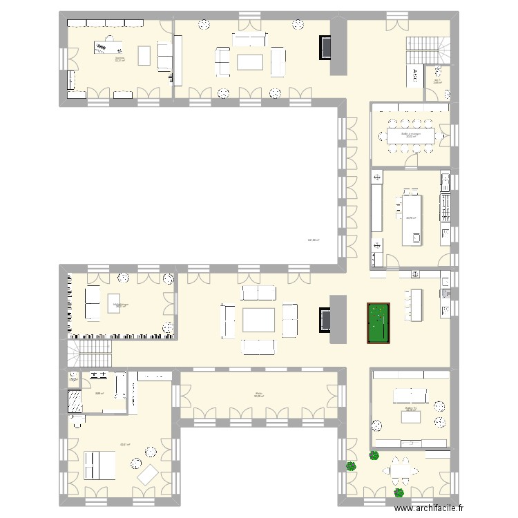 sous-sol. Plan de 11 pièces et 464 m2