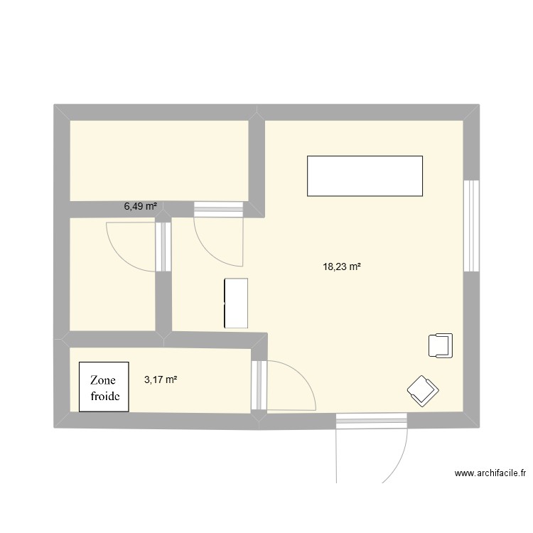 Institut Marion . Plan de 3 pièces et 28 m2