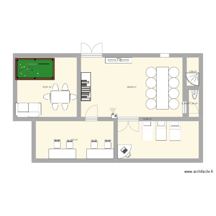 ytjyul. Plan de 7 pièces et 72 m2