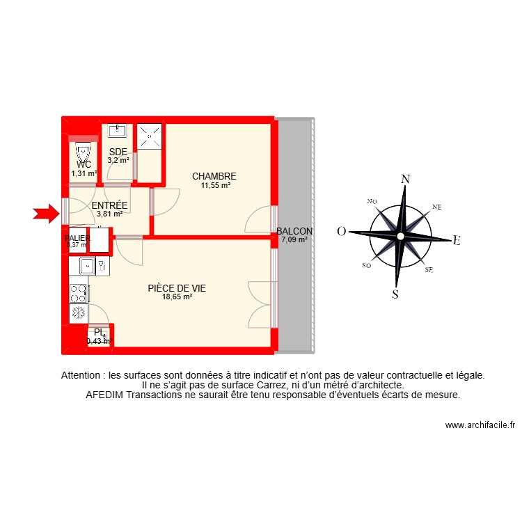 BI 26809-. Plan de 11 pièces et 59 m2