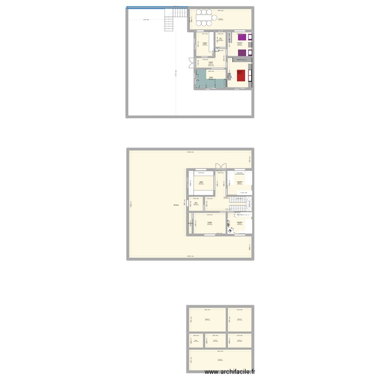 Rez de Chaussée. Plan de 16 pièces et 177 m2