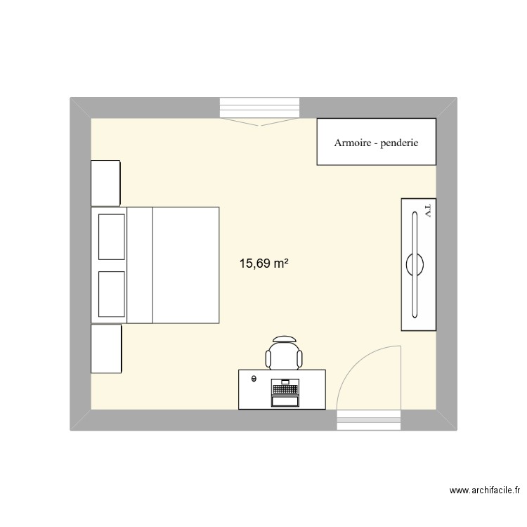 chambre de rêve. Plan de 1 pièce et 16 m2