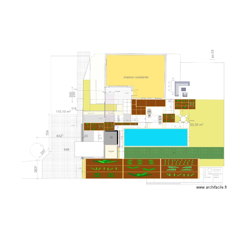 piscine. Plan de 2 pièces et 14 m2