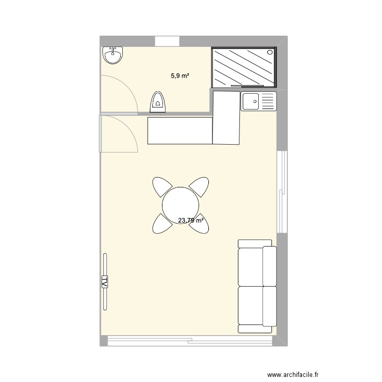 APP 30M2. Plan de 2 pièces et 30 m2