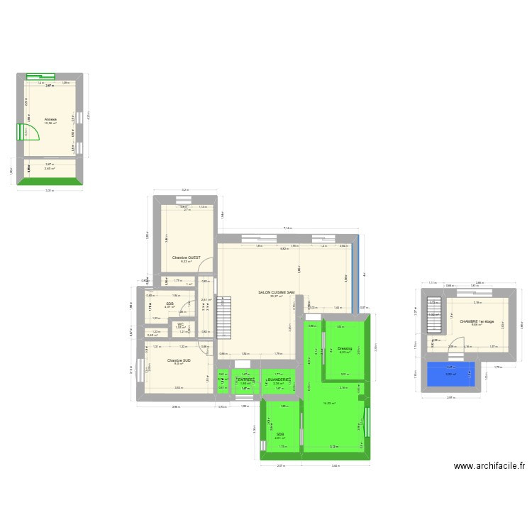 Maison PTZ extension 2.0 pour bach. Plan de 19 pièces et 118 m2